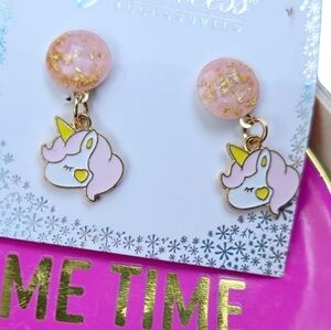 Pink and Gold Elephant Earrings